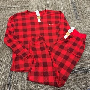PINK Victoria's Secret Red Check Pajama Set Cozy- Soft- Cottage